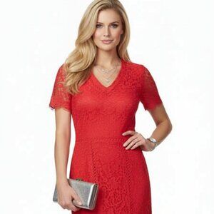Karl Lagerfeld Paris Red Dentelle Mini Dress Sz 6 Ideal for Cocktails/Events